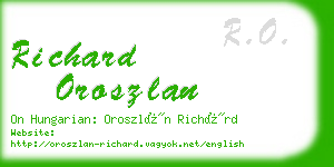 richard oroszlan business card